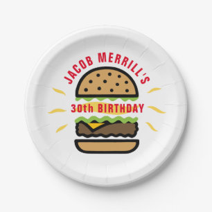 Prato De Papel Burger Aniversário Qualquer Placa De Papel Idade
