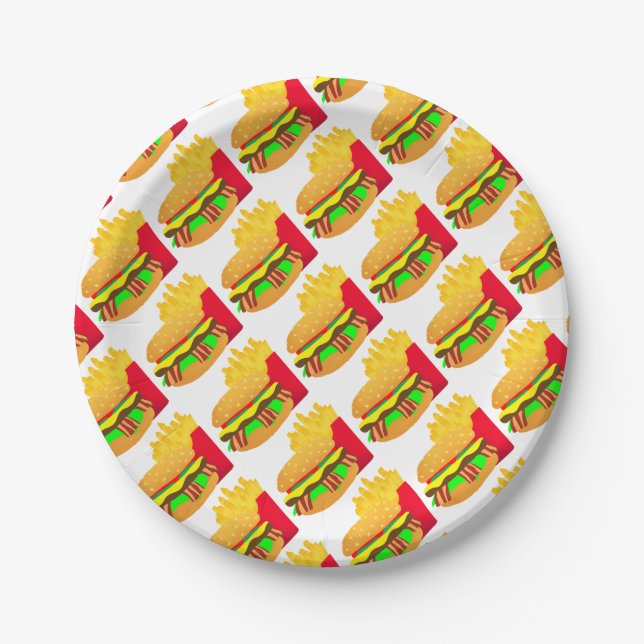 Prato De Papel Burger e Fries (Frente)