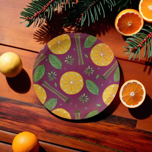 Prato De Papel Burgundy picante de vinho de bolor de Natal (Christmas mulled wine spicy burgundy paper plates)