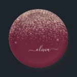 Prato De Papel Burgundy Rosa Bege Dourado Brilho Monograma<br><div class="desc">Dourado - Rosa Bege e Burgundy Brilho Glitter Monograma Placas de Festa. Isso torna o presente perfeito para aniversário de 16 anos,  casamento,  chá de noiva,  aniversário de casamento,  chá de bebê ou festa de despedida de solteira para alguém que ama luxo e estilos chiques.</div>