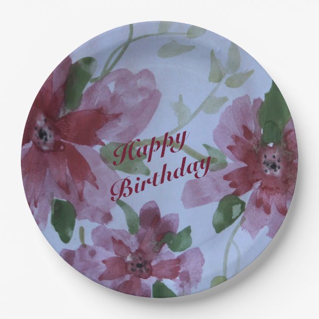 Prato De Papel Burgundy Watercolor (Frente)