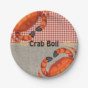 Prato De Papel Burlap E Red Gingham Crab Boil Party