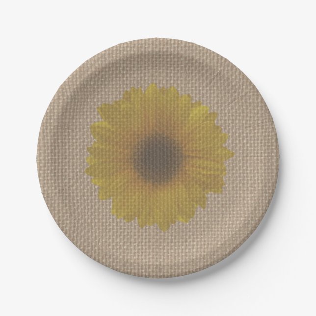 Prato De Papel Burlap Inspirated Sunflower (Frente)