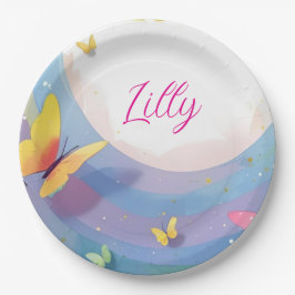 Prato De Papel "Butterfly Baby Girl Paper Plate