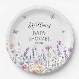 Prato De Papel Butterfly Garden Baby Shower Paper Plates