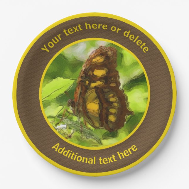 Prato De Papel Butterfly Nature Art Partido Personalizado (Frente)