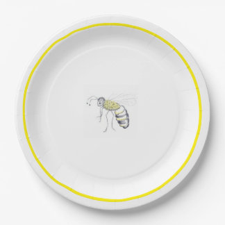 Prato De Papel Buzz & Bloom Paper Plates - hand drawn bee design