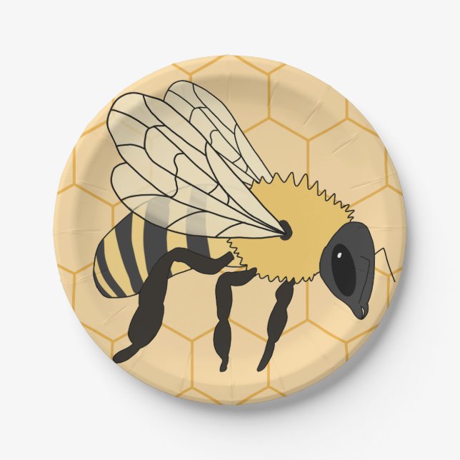 Prato De Papel Buzzing Bee Honeycomb Beehive (Frente)