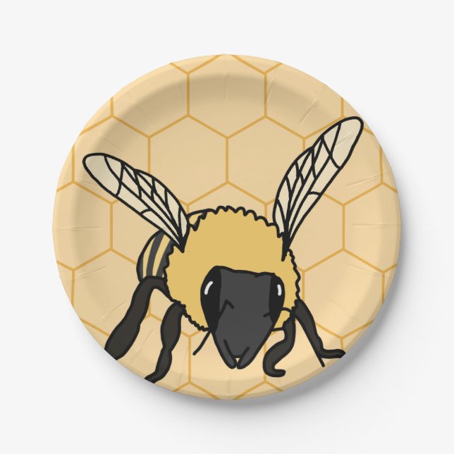 Prato De Papel Buzzing Bee Honeycomb Beehive (Frente)