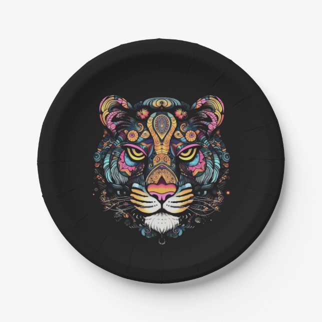 Prato De Papel Cabeça de Tigre  (Frente)