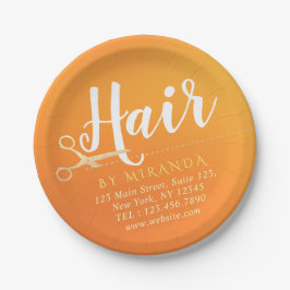 Prato De Papel Cabelereiro Salão de Maquiagem Chic Tesoura Laranj