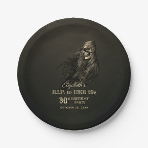 Prato De Papel Cabelo assustador RIP para sua Festa de aniversári