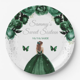Prato De Papel Cabelo Marrom Verde Escuro Princesa Doce Dezesseis