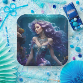 Prato De Papel Cabelo Puro de Sereia