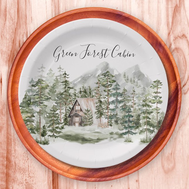Prato De Papel Cabina de Aquarela na Floresta de Pinheiros Verdes (In situ)