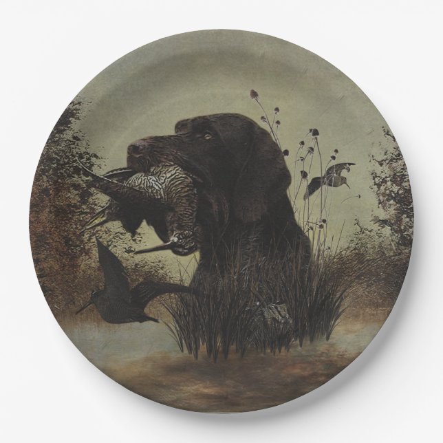 Prato De Papel Caça a Woodcock com Ponteiro Alemão Cabeado (Frente)