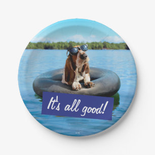 Prato De Papel Caça-Basset Em Óculos De Sol