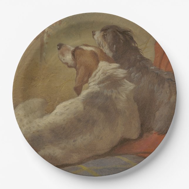 Prato De Papel Caça e Collie (Dois Cães) (Frente)