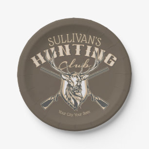 Prato De Papel Caçador Personalizado Caça-Rifes de Troféus de Vea