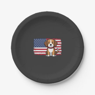Prato De Papel Cachorro Bandeira Americana Vetor Patriótico