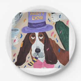 Prato De Papel Cachorro Basset Hound Festeiro