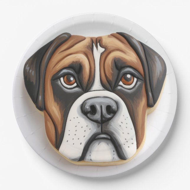 Prato De Papel Cachorro Boxer Inspirado em 3D (Frente)
