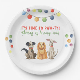Prato De Papel Cachorro Cachorro Primeiro Aniversário Paw-ty