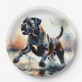 Prato De Papel Cachorro Cane Corso em aquarela