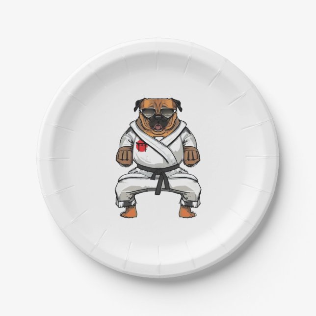 Prato De Papel Cachorro Conhece Karate (Frente)