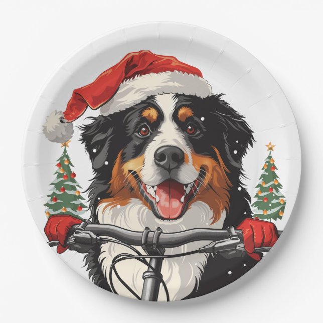 Prato De Papel Cachorro da Montanha Bernese de Natal (Frente)