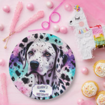 Cachorro Dalmata Rosa Roxo Turquesa Aniversário