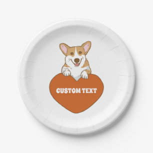 Prato De Papel Cachorro de Corgi Cute Personalizado