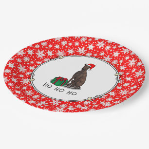Prato De Papel Cachorro de Greyhound (Engraçado) de Natal