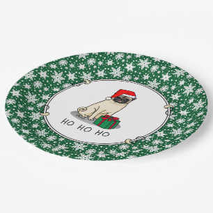 Prato De Papel Cachorro de Papai Noel de Natal (desfiladeiro)