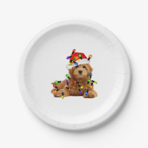 Prato De Papel Cachorro de Papais noeis de Goldendoodle