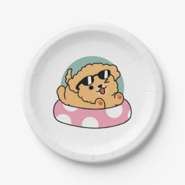 Prato De Papel Cachorro de verão - Cachorro flutuante com óculos 