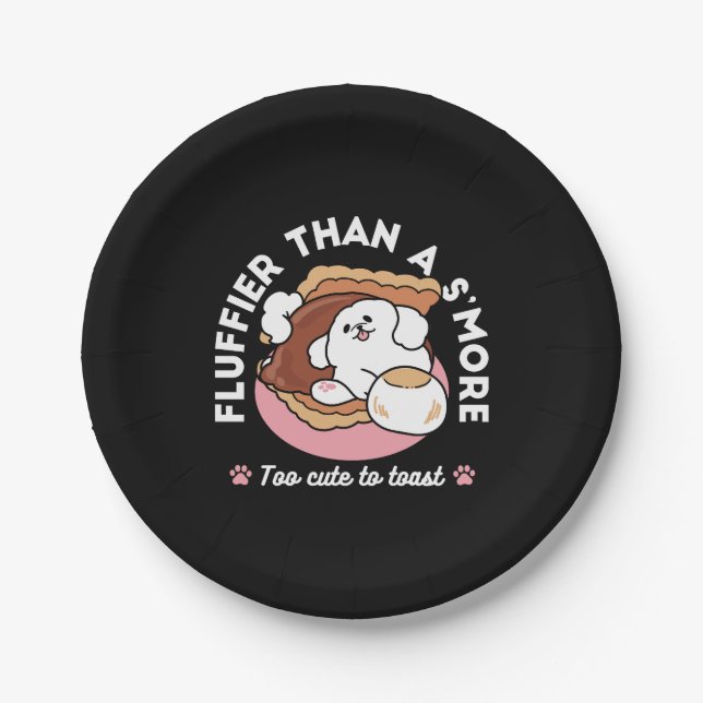 Prato De Papel Cachorro Engraçado e Design de S'more – Punho de A (Frente)