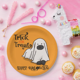 Prato De Papel Cachorro Fantasma Cugado das Halloween