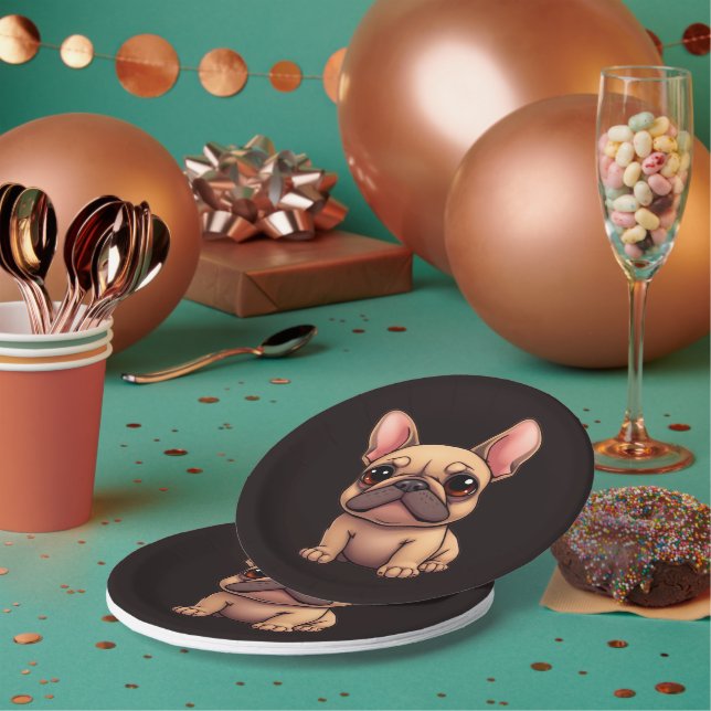 Prato De Papel Cachorro Francês Bonito Animal Pet (Múltiplo)