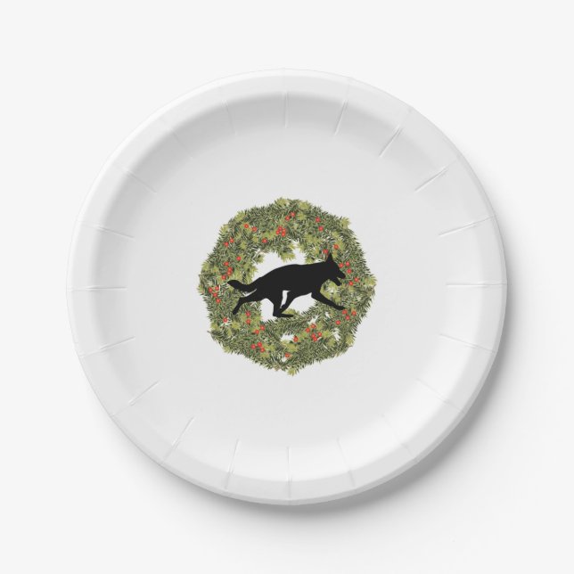 Prato De Papel Cachorro German shepherd de Silhout Sombra em uma  (Frente)