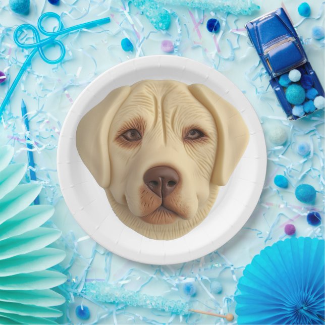 Prato De Papel Cachorro Labrador 3D Inspirado (Festa)