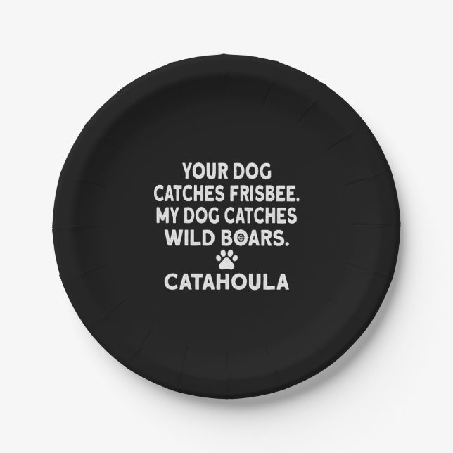Prato De Papel Cachorro-Leopardo Catch Frisbee Eu Vou Caça (Frente)