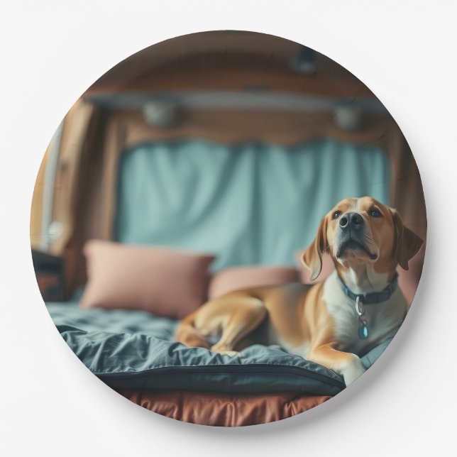 Prato De Papel Cachorro na Cama (Frente)