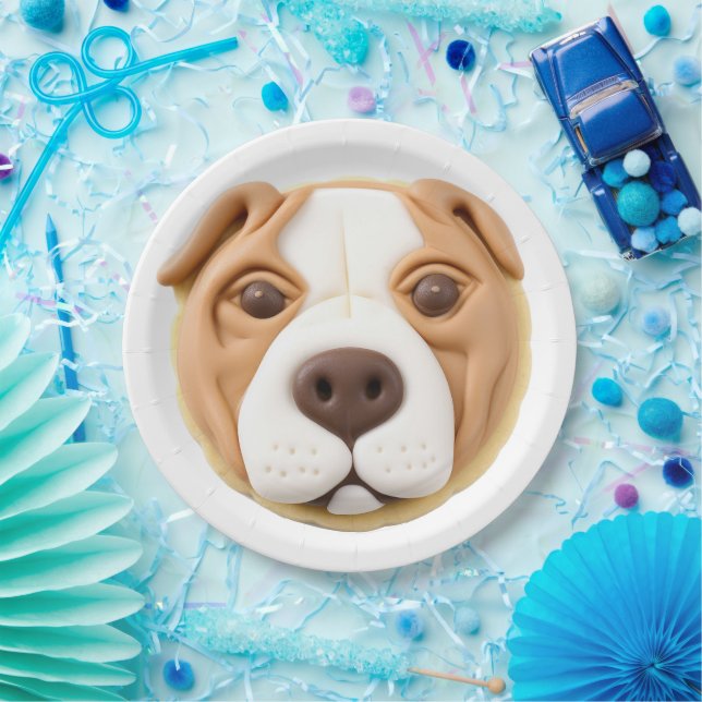 Prato De Papel Cachorro Pitbull 3D Inspirado (Festa)