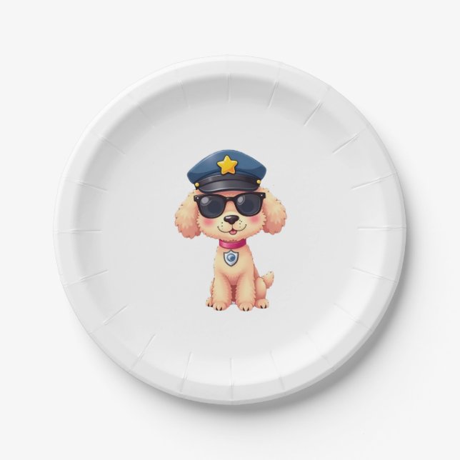 Prato De Papel Cachorro-Poodle da Polícia de Chibi (Frente)