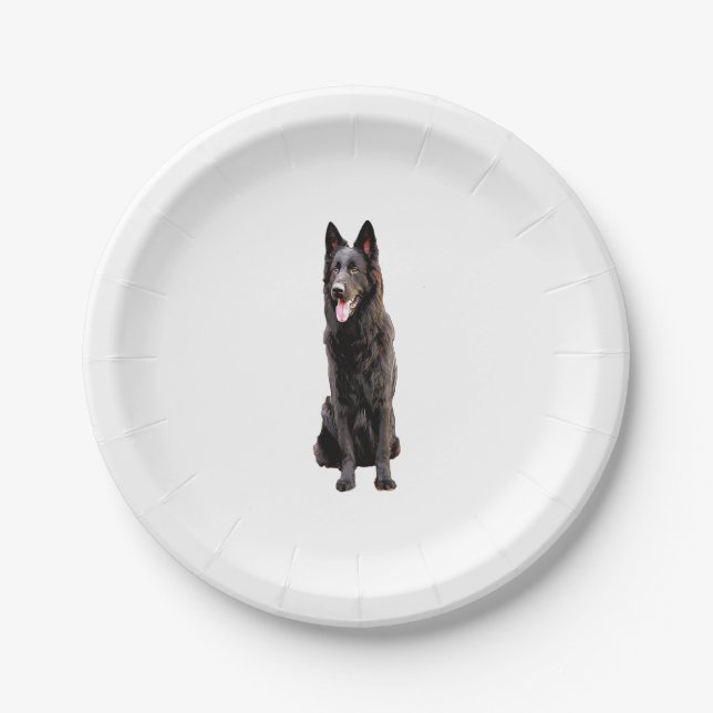 Prato De Papel Cachorro Preto german shepherd (Frente)