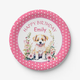 Prato De Papel Cachorro Pupado Que Era Um Aniversário Personaliza