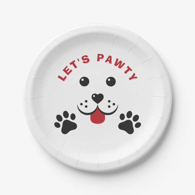 Prato De Papel Cachorro Puppy Deixa Pawthday Boy Plates (Frente)