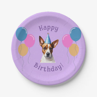 Prato De Papel Cachorro Púrpura de Aniversário, Pata-Pé