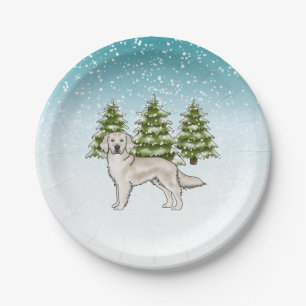 Prato De Papel Cachorro Retriever Dourado Creme Natal Inverno Azu